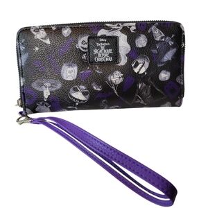Nightmare Before Christmas Wallet with Wristlet purple and black